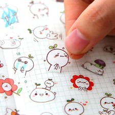 Stickers Waterproof Transparent Cartoon Kawaii DIY Diary Phone Cup