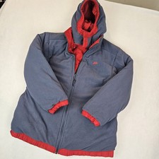 Vtg Y2k 90s Nike Logo Reversible Puffer Fleece Lined Jacket Sz LY 14-16 Grey/Red