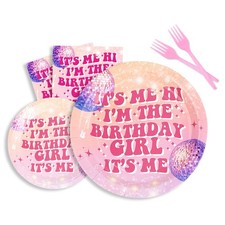 Birthday Girl Tableware Set Plates Forks Napkins Pink Theme Decorations