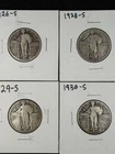 💥Standing Liberty 4-Coin Lot 1 Dollar FV 1926-S,1928-S,1929-S,1930-S 90% Silver