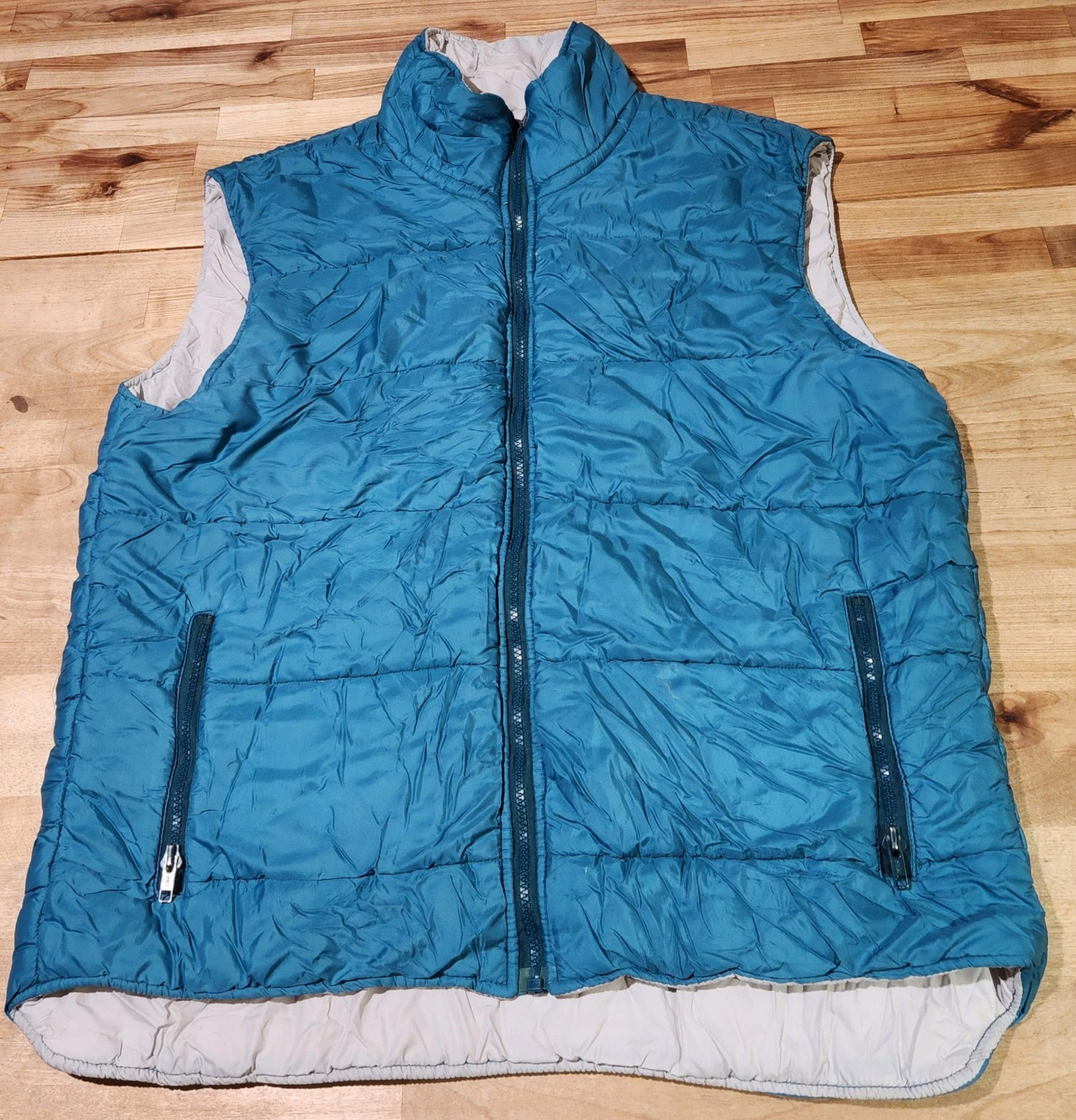 Vintage Rei Co-op Mens Teal Puffer Vest Full Zip Down Vest Sz Large