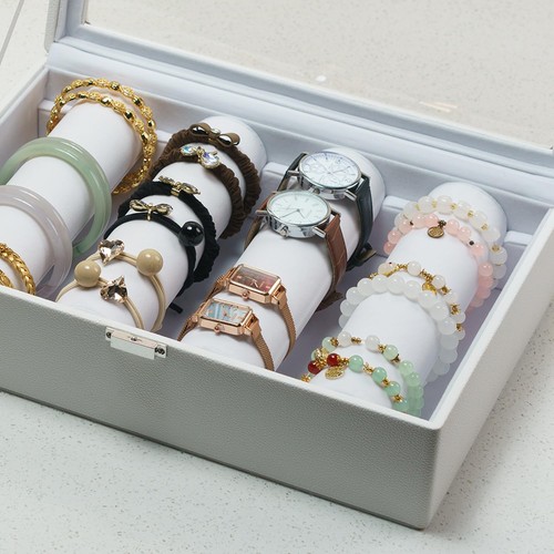 Bracelets Organizer Rods Bangles Display Holder, Clear See through Lid Leathe... - Picture 8 of 8