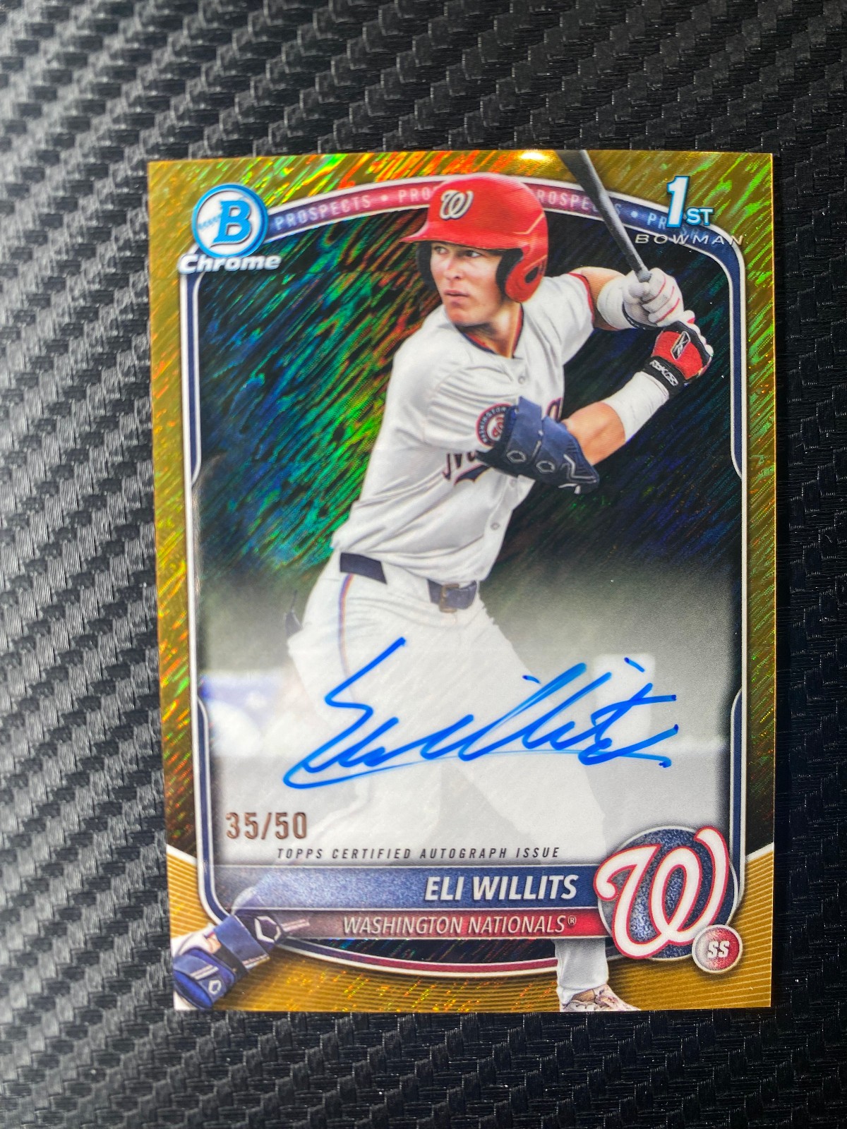 2025 Bowman Draft Chrome Prospect Auto 1st Bowman Eli Willits Gold Shimmer 35/50
