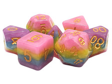 Old School 7 Piece DnD RPG Dice Set Gradients Cotton Candy