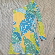 Lilly Pulitzer One Shoulder Long Sleeve Bodycon Abstract Mini Dress Size S