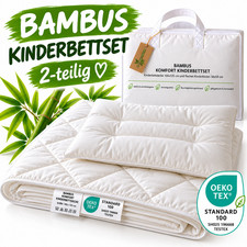Kinderbettdecke 100x135 Bambus + Kissen 38x58 OEKO-TEX Kinderdecke 2-teilig Set