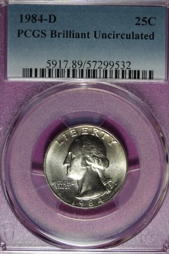 1984 D PCGS BRILLIANT UNC WASHINGTON QUARTER #B51615