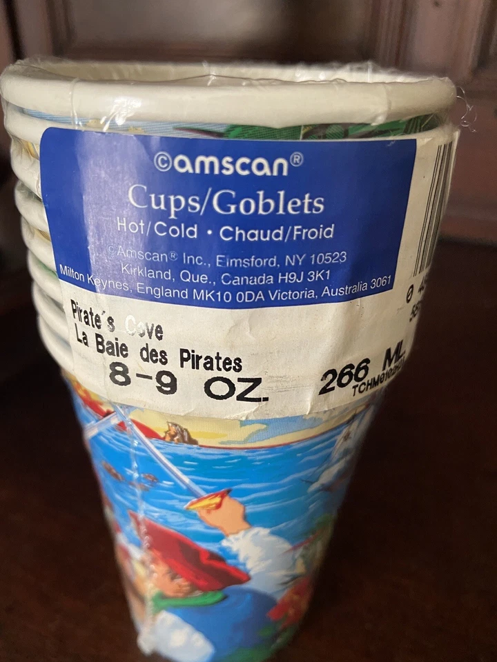Amscan Boys Kids Pirate Theme Birthday Party Tablecloth + Cups (8) Sealed New - Image 4 of 4