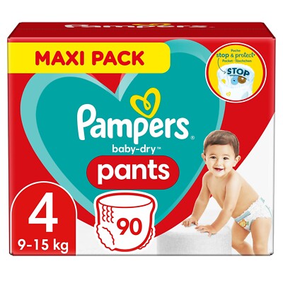 Pampers baby dry 4 pants Höschenwindeln, Größe 4 (9-15 kg), Maxi Pack, 90 Stück