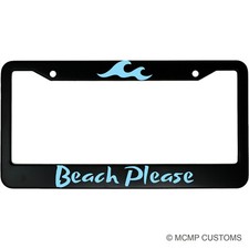 Beach Please Aluminum Car License Plate Frame