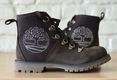 Timberland Logo Embroidered Brown Winter Boot Womens A27FC A4040 Size 7 New