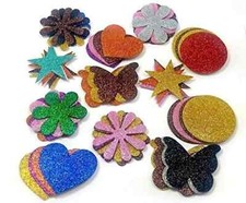 Glitter Foam Self Adhesive Stickers - Pack of 50 Mixed Shapes for Creative Fun