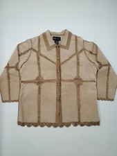 Bnwt Beth Terrell Western/hippie Style Beige Suede Crochet Jacket Xl