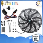 16" Electric Radiator Fan High 3000+CFM Thermostat Wiring Switch Relay Kit Black