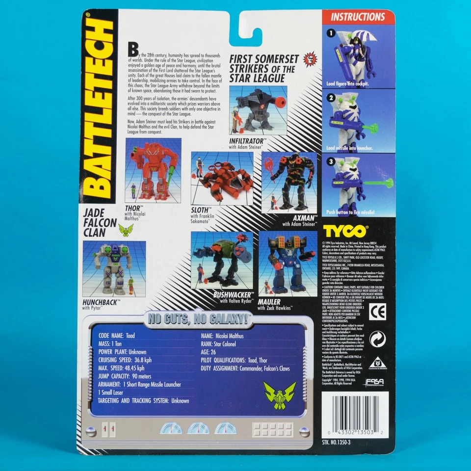 MOC 1994 Tyco Battletech Toad Robot with Nicolai Malthus figure - Image 3 of 4