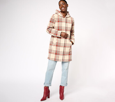 NEW Denim 3X Fleece Bonded Sherpa Hooded Coat in New Stone