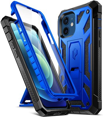 For iPhone 12 Mini Case, Poetic Kickstand Armor Shockproof Anti-drop Cover Blue