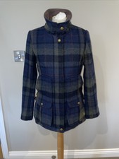 Joules Coat Sz 8 Field 60% Wool Navy Tweed Pockets Check Vgc Country Horse Winte