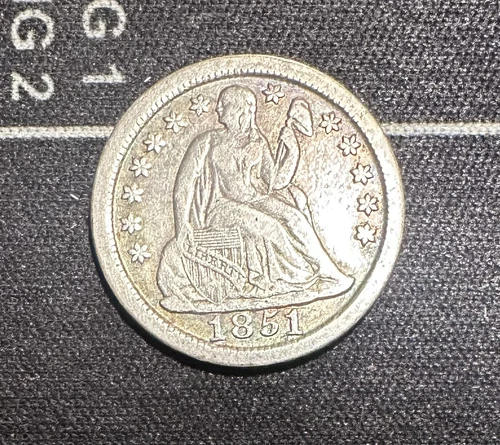1851 Seated Liberty Dime - Extremely Fine XF+ Condition