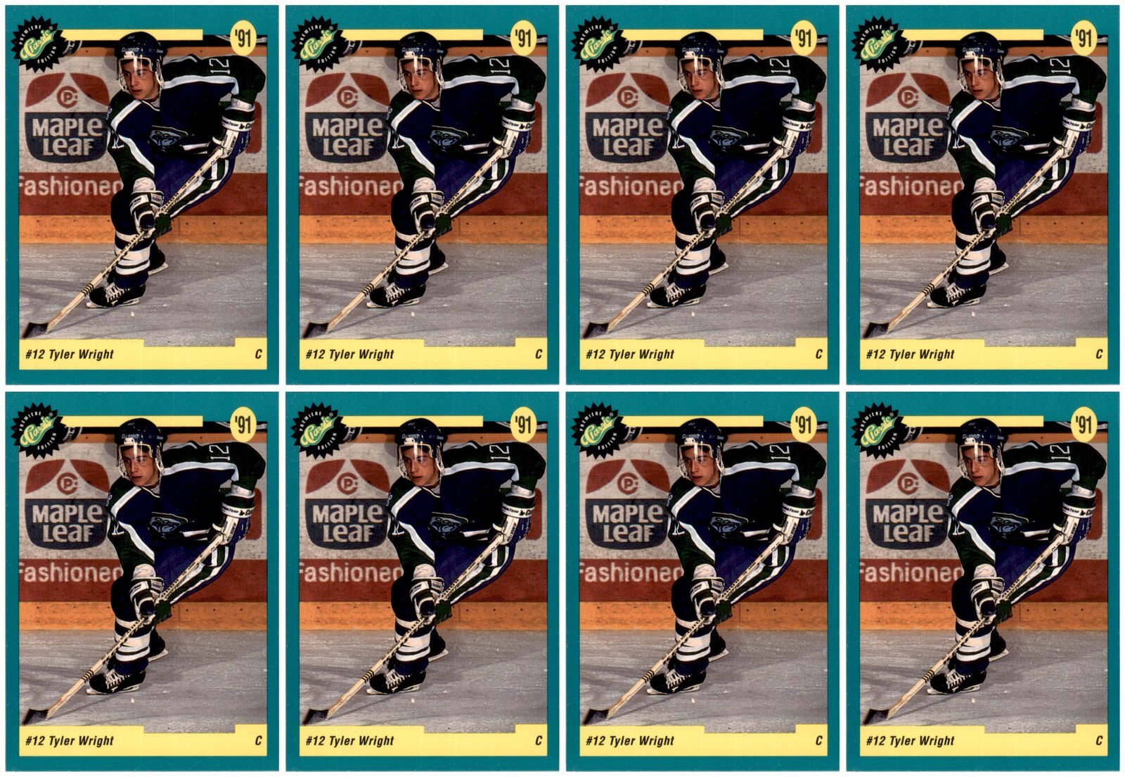 (8) 1991 Classic Draft Picks #10 Tyler Wright Edmonton Oilers Card Lot