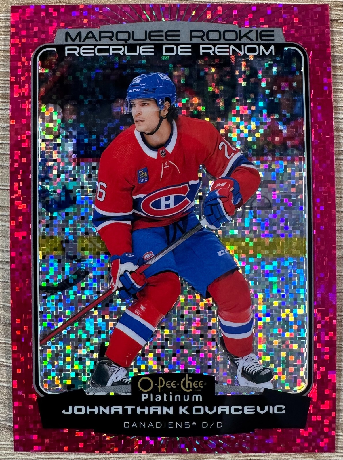 2022-23 OPC PLATINUM JOHNATHAN KOVACEVIC VIOLET PIXELS MARQUEE RC #255 #162/299