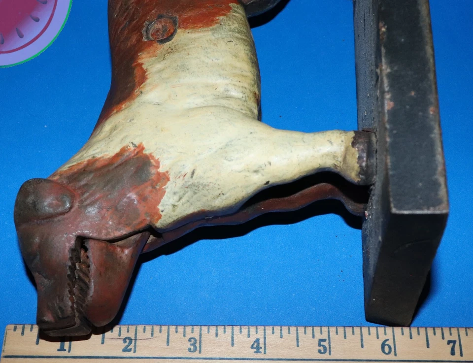 St Bernard 11” Cast Iron LARGE Dog Nutcracker Brown White Antique Vintage 100+ - Image 2 of 4