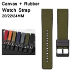 Quick Release Silicone Rubber Canvas Cloth Strap 22mm 24mm 20mm Watch Band Belt