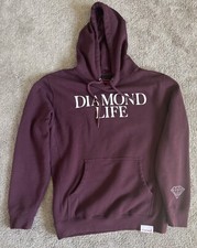 Diamond Supply Co. Hoodie Mens Pullover  Diamond Life  - Burgundy - Medium