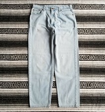 Vtg USA Made Levi 550 Sz 14 High Rise Loose Straight Leg Jeans Light Distressed