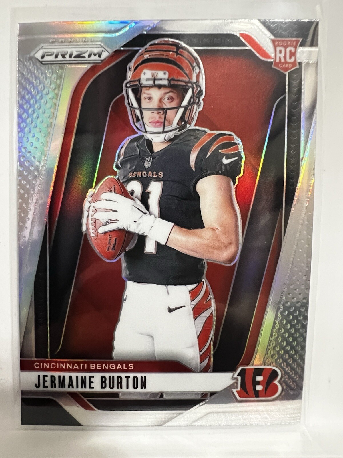2024 Prizm Jermaine Burton Silver Prizm Variation #19 RC Cincinnati Bengals