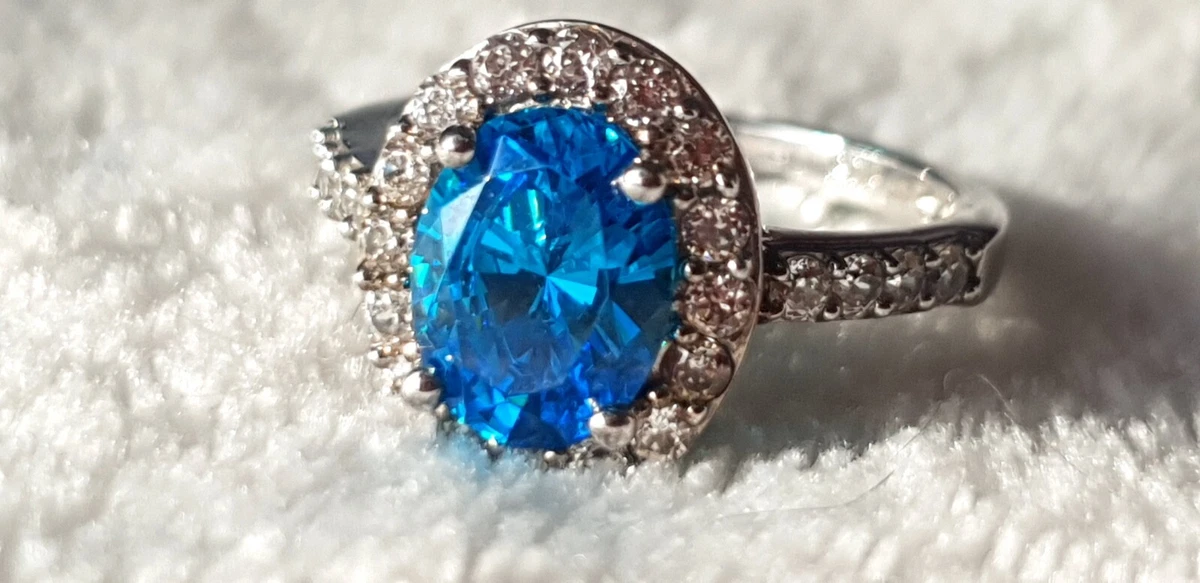 STERLING SILVER QVC DIAMONIQUE CUBIC ZIRCONIA RING SIZE M 3.44