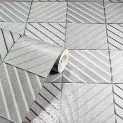 Arthouse Hotel grau - Glitzerfliese geometrischer Effekt Tapete - 692808