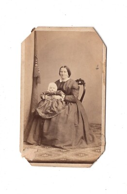 F.W. Franke CDV Foto Feine Dame mit Baby - Merseburg 1860er