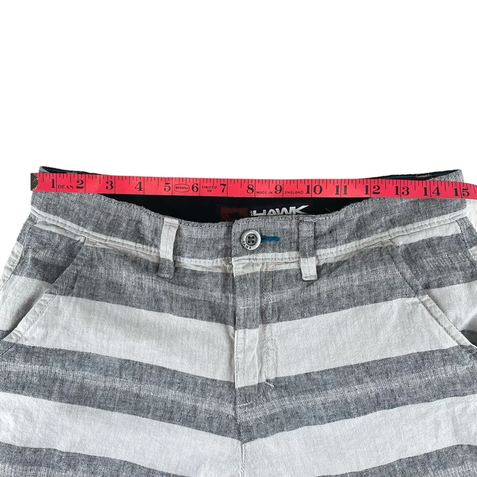 Pantalones Cortos Tony Hawk Para Hombres 29 Gris Rayas Mezcla de Lino Exterior Monopatín Gorpcore Foto 3 de 4