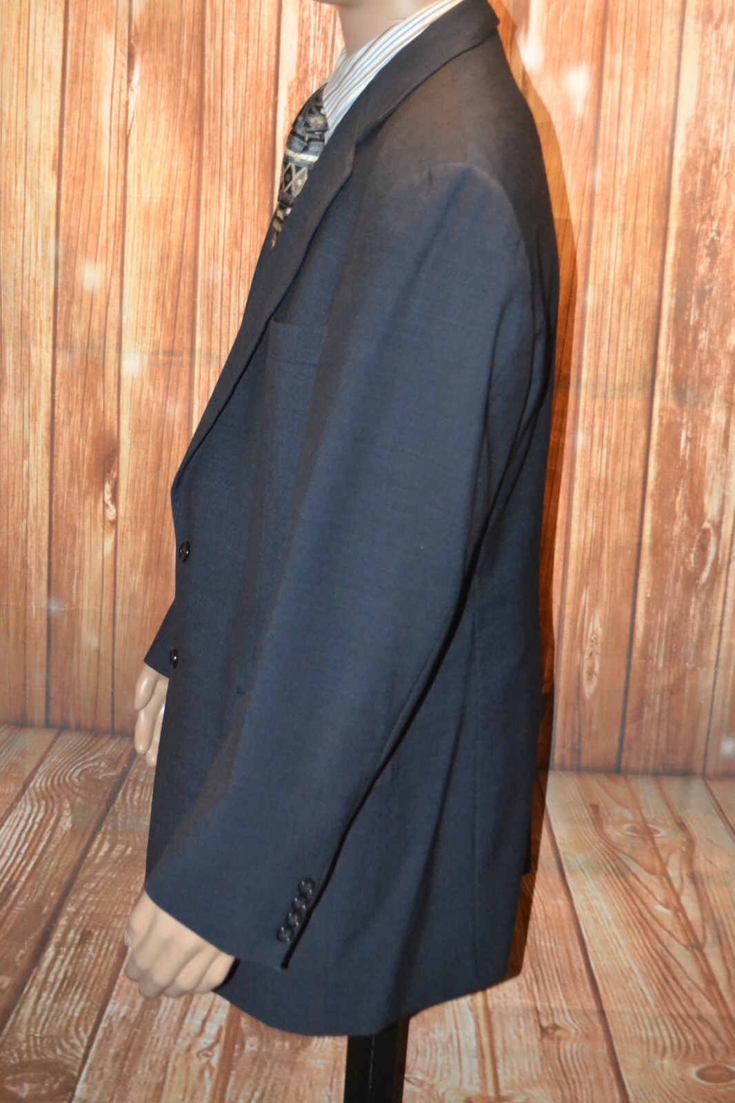 Vintage Burberry Men Navy Blue Wool 2 Front Button Sports Coat Sz 42L thumbnail 5