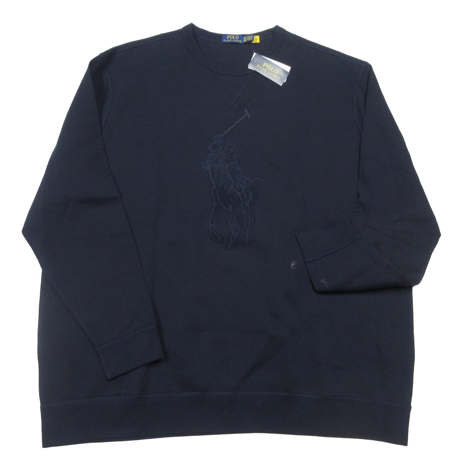 PONY Felpa pullover Polo Ralph Lauren grande e alta blu navy giocatore doppia maglia