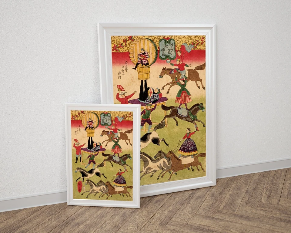 3 impresiones artísticas japonesas circo acróbatas póster de pared decoración del hogar Utagawa Hiroshige Foto 4 de 4