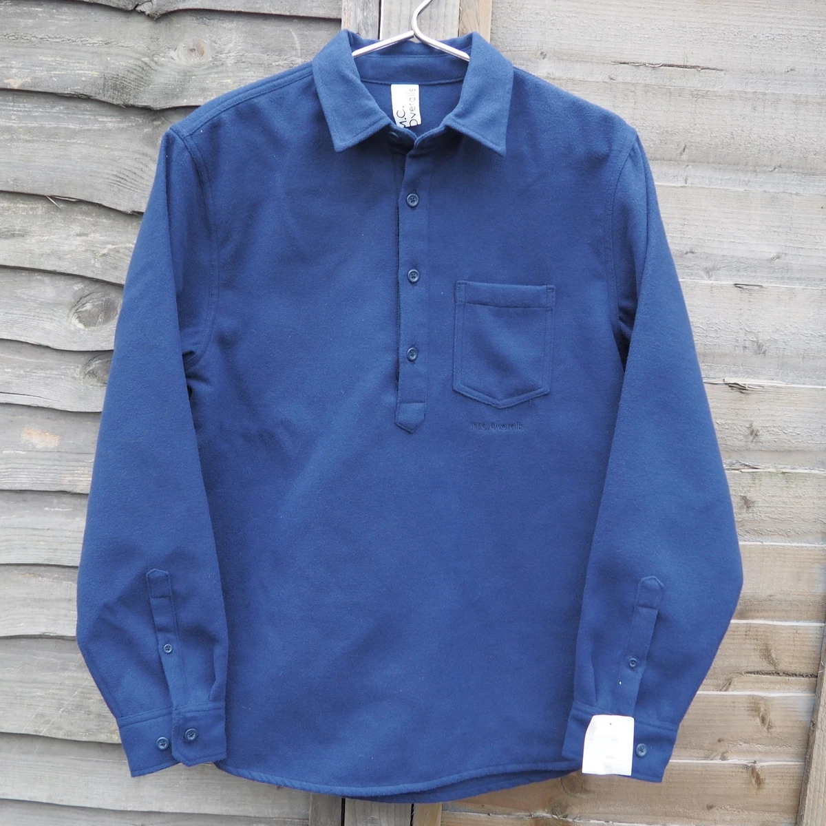 M.C. Overalls Men s Blue Half Button Rayon Over Shirt Jacket Size UK Small NEW