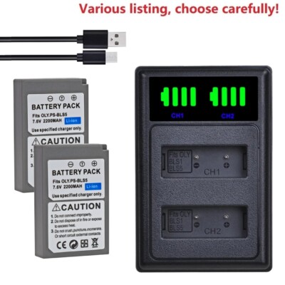 BLS-5 Battery or USB dual Charger for Olympus E-P1 E-P2 E-P3 E-PL1 E-PL1s E-PL2