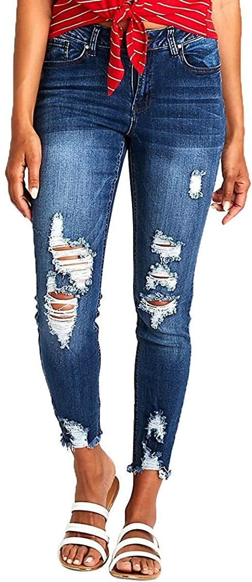 Resfeber Women s Ripped Boyfriend Jeans Cute Distressed Jeans Stretch Skinny Jea