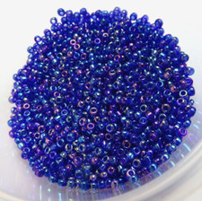 11/0 LOOSE  TRANS BLUE IRIS AB  20 GRAMS  GLASS SEED BEADS