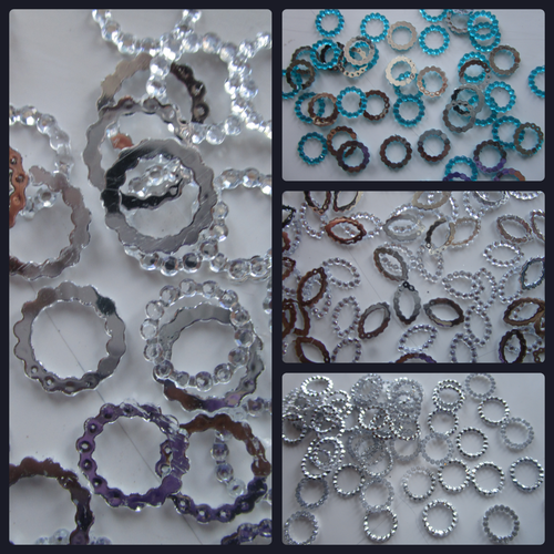 steine Aufnäher Applikation Silber Türkis 1,2cm 1,5cm Nähen Deko ATST084 - 第 1/5 張圖片