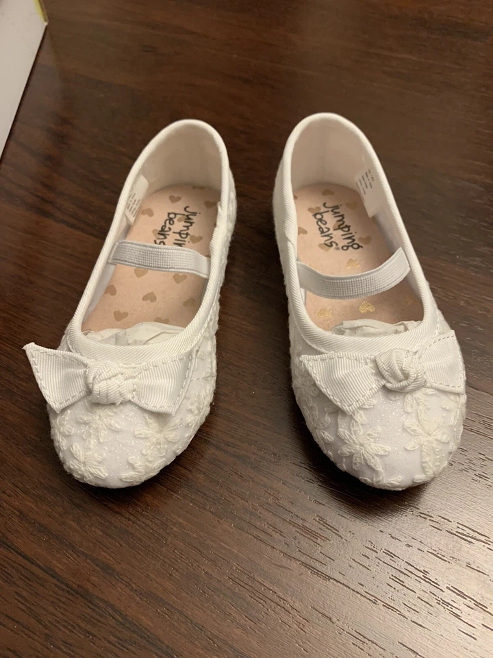 Pisos de ballet Jumping Beans para niñas pequeñas blancos talla 7 nuevos Foto 3 de 4