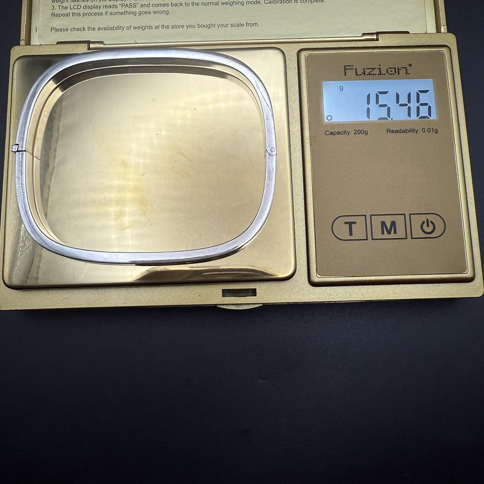 Estate Sterling Rectangular Bangle Bracelet Round… - image 11