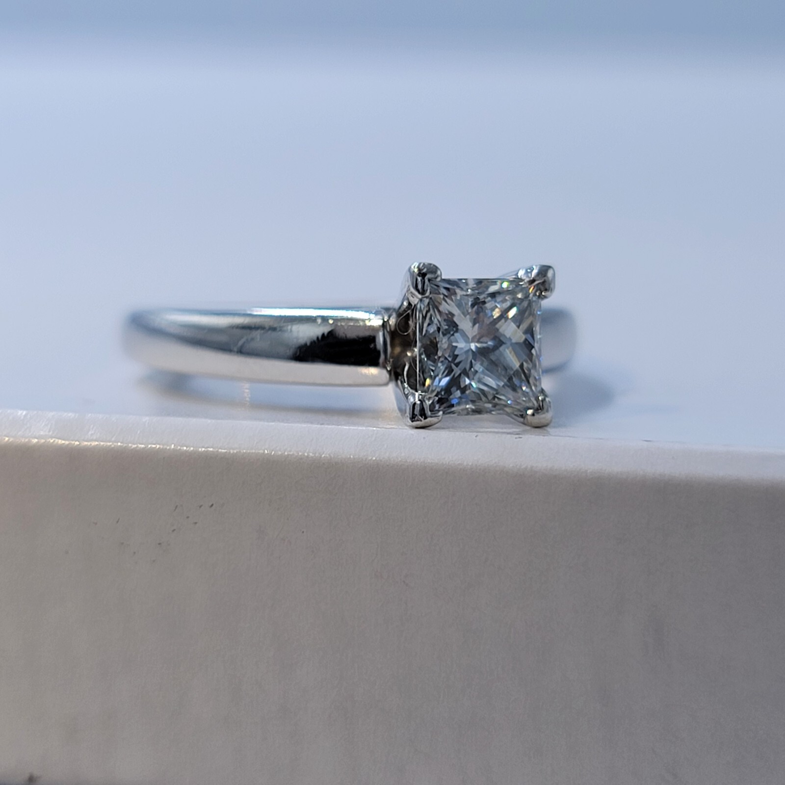platinum princess diamond solitaire ring size 6.75 - image 1