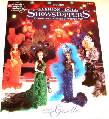 American School Of Needlework Crochet - Fashion Doll Showstoppers - 7 Costumes