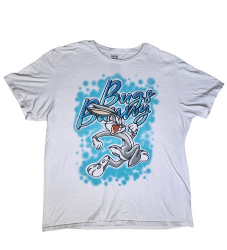 Airbrush Blue Bugs Looney tunes logo Mens T Shirt XL 100% Cotton - Picture 1 of 6