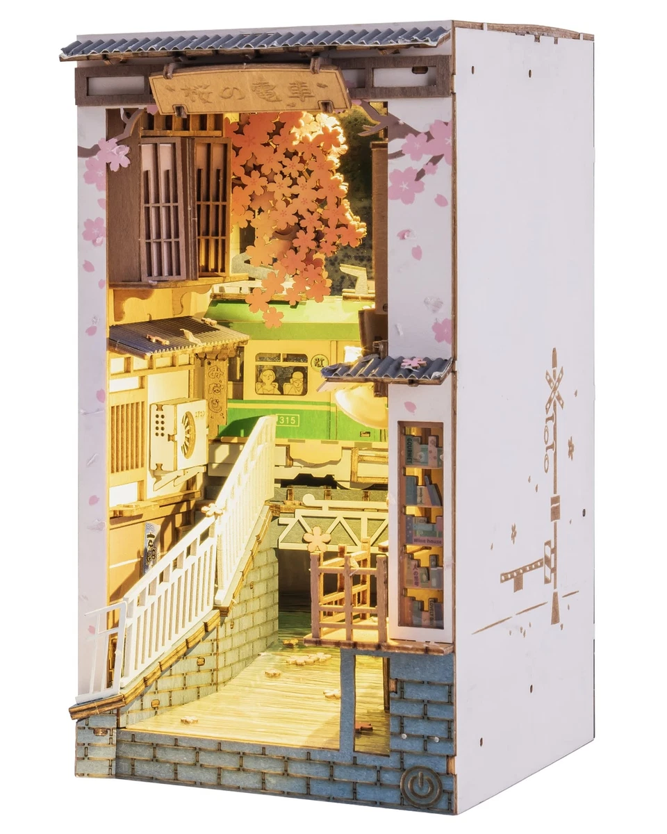 Rolife DIY Book Nook Stories TGB01 Sakura Densya Wooden Miniature Doll  House