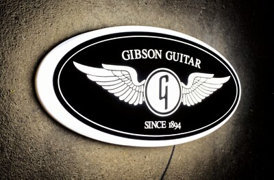 GIBSON GUITARS LED BELEUCHTETES LEUCHTSCHILD MUSIKZIMMER INSTRUMENT AKUSTIK