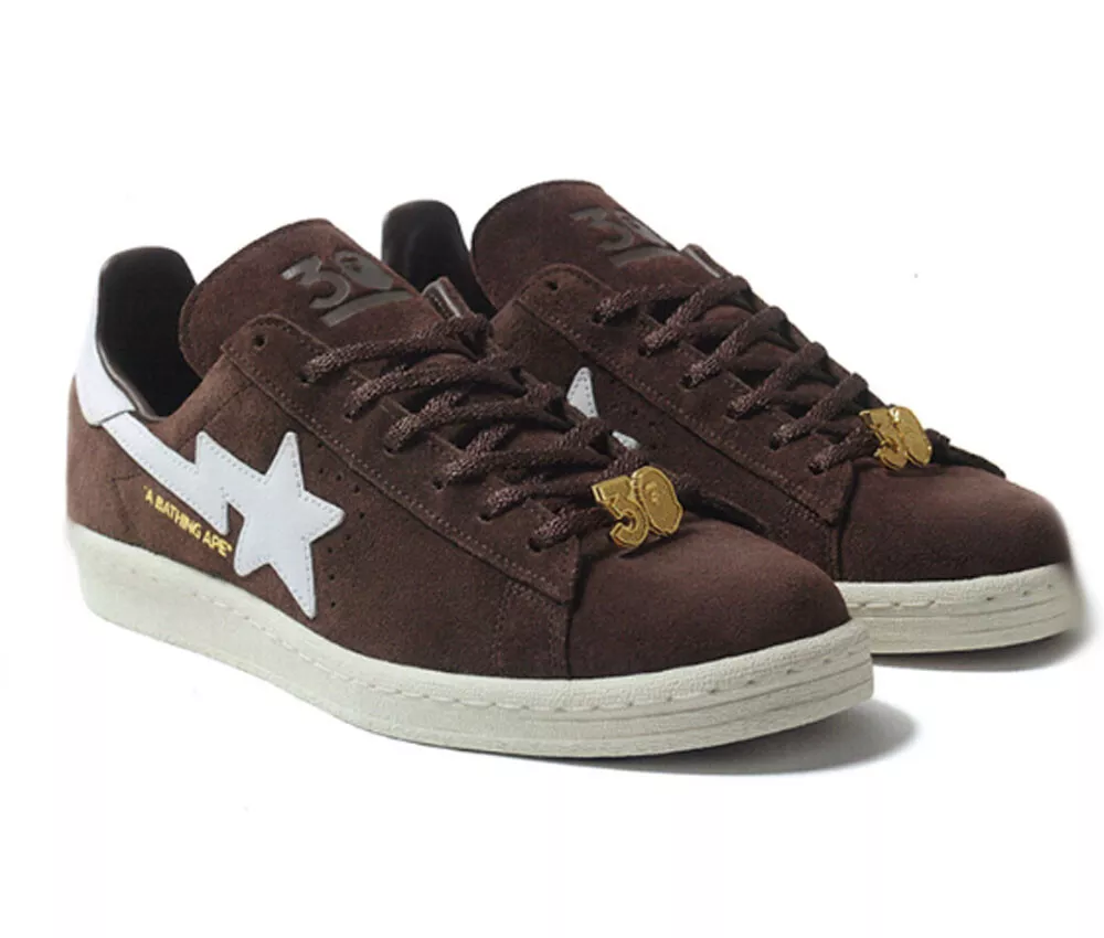 A BATHING APE Men's BAPE x adidas CAMPUS 80S BAPE Brown 202AA New Footwear